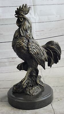 #ad Art Deco Bronze Marble Statue Base Rooster Chicken Country Kitchen Hot Cast Art $179.50