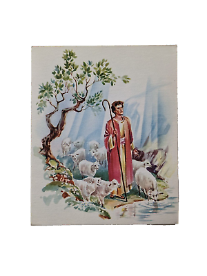 #ad VTG Mid Century Religious Greeting Card Psalms 23:1 3 Jesus Spiritual Unused $5.85