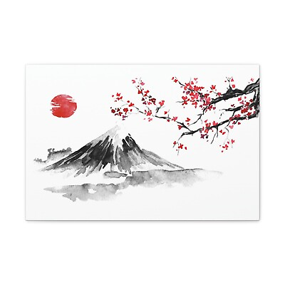 #ad Watercolor Fuji Mountain Japan Canvas Wall Art For Kitchen Bedroom Living Room $51.99