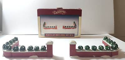 #ad Lemax Dickensvale Brick Wall Set Snow Covered Bushes fence Porcelain 23059 $20.56