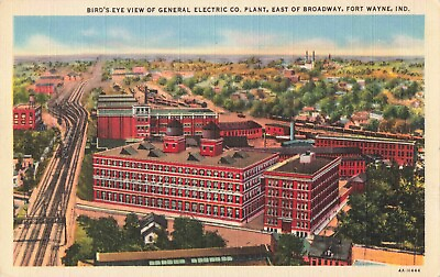#ad Fort Wayne IN Indiana General Electric Co Plant Birds Eye View Vintage Postcard $6.39