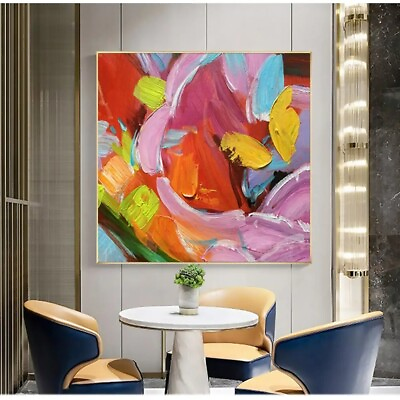 #ad #ad Abstract Colorful Large Wall Art Canvas Thick knife Oil Painting Hand Painting $99.90