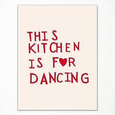 #ad Cute Kitchen Canvas Wall Art Minimalist Red Heart Aesthetic Poster Funny Re... $15.76