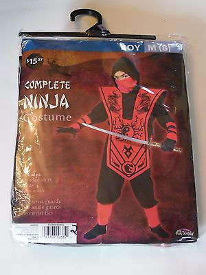 Childs Boy size 8 M Black amp; Red Ninja 3D Fighter Halloween Costume Decoration $7.98