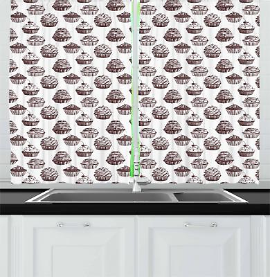#ad #ad Cupcake Kitchen Curtains 2 Panel Set Window Drapes 55quot; X 39quot; $28.99