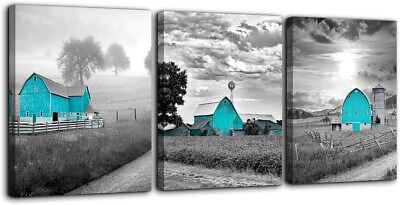 #ad Teal Farmhouse Black and White Country Rustic Cabin Wall Art for Bedroom Bathroo $17.99
