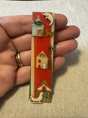 #ad Vintage House Pins by Lucinda Christmas Pin Sled Moon House $20.00
