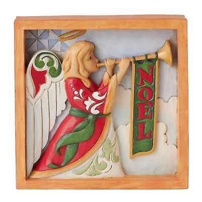 #ad Enesco Jim Shore Heartwood Creek Angel With Trumpet Plaque $50.56
