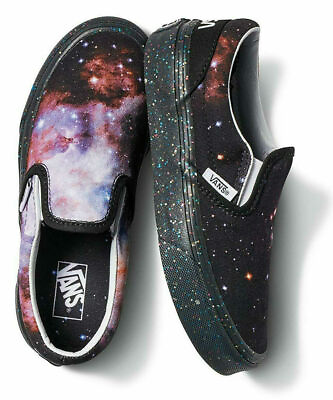 Vans Off The Wall Kids X NASA Space Voyager Galaxy Classic Slip On Shoes $95.00