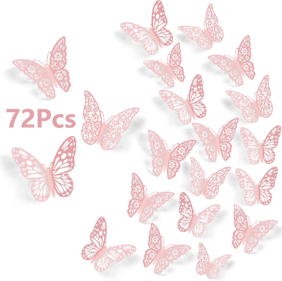 #ad 3D Butterfly Wall Decor 72Pcs 3 Sizes 3 Styles Removable Stickers Wall Decor R $14.99