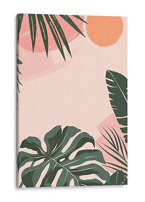 #ad Tropical Leaves and Sun Canvas Art Print Modern Home Wall Decor $55.37