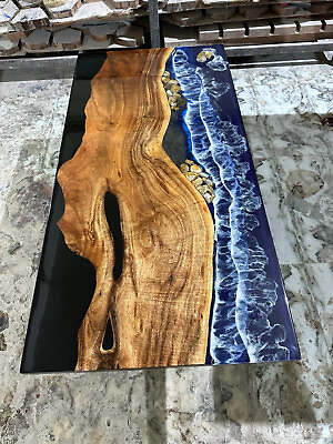 #ad Ocean Waves amp; Epoxy Resin Coffee Table Mid Century Modern Furniture Home Decor $1897.50
