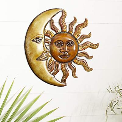 #ad Metal Sun and Moon Indoor Outdoor Wall Decor 21 X 1 X 20 Red $21.91