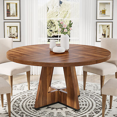 #ad Tribesigns 47quot; Wood Round Dining Table Kitchen Table Small Dinner Table for 4 $189.98