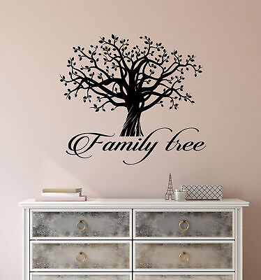 #ad Vinyl Wall Decal Family Tree Word Logo Quote Tree Of Life Stickers 3126ig $69.99