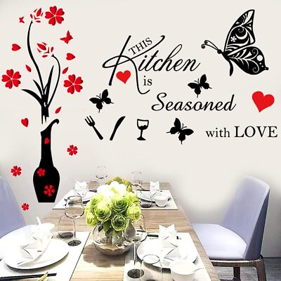 #ad Kitchen Wall Decor Stickers Kitchen Quotes this Kitchen is Seasoned with Love Re $18.35
