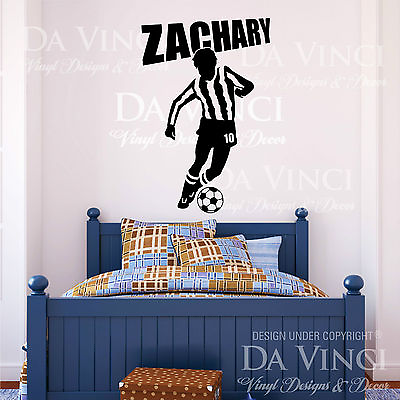 #ad Soccer Player Wall Room Personalized Custom Name Vinyl Wall Decal Sticker Decor $36.99