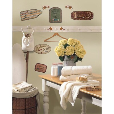 26 COUNTRY SIGNS Wall Decals Stars Laundry Room Bathroom Kitchen Stickers Decor $17.99