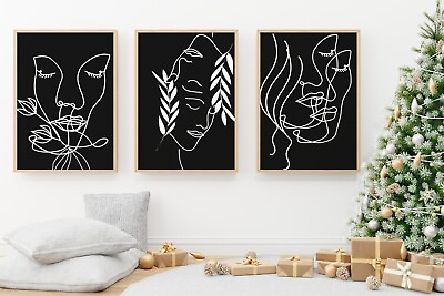 #ad #ad Set of 3  Abstract Line Female  Wall Decor Art Prints  Framed  $150.00