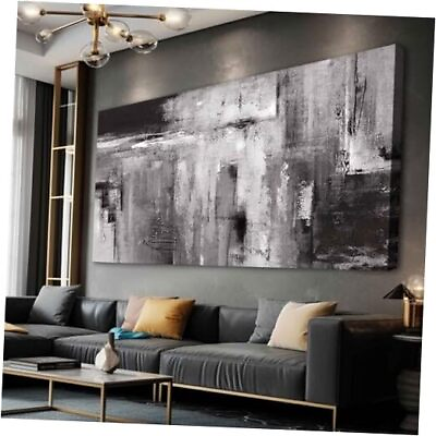 #ad Abstract Wall Art Living Room Decor Painting 30quot;x 60quot; White 30quot;x60quot; Black $225.98