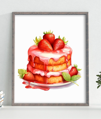 #ad Cake Wall Art Print Berry Drip Cake Wall Art Decor Kitchen Decor Wall Art $9.99