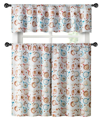 #ad #ad Coffee Brew Complete 3 Pc. Complete Café Kitchen Curtain Tier amp; Valance Set $17.99
