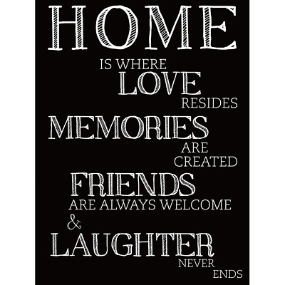 #ad Home Love Memories Friends Laughter Quote W On B Unframed Wall Art Poster $23.49
