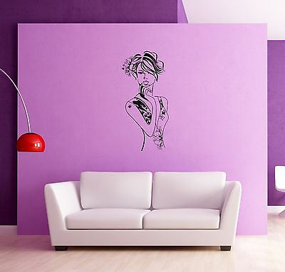 #ad Wall Stickers Female Girl Woman Flowers for Bedroom z1309 $29.99