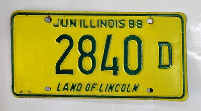 #ad 1988 Vintage ILLINOIS License Plate 2840 D 🔥 FREE SHIPPING 🔥 $14.99