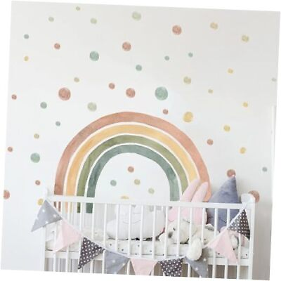 #ad 59 x 45 Inch Wall Stickers Large Rainbow Polka Dots DIY Wall Colorful Rainbow $26.99