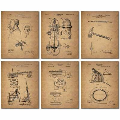 #ad #ad Firefighter Fireman Patent Home Decor Wall Art Prints Set of 6 $20.00
