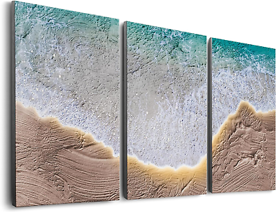 #ad Ocean Canvas Wall Art Abstract Beach Framed Wall Decor Coastal Textured Modern A $59.02