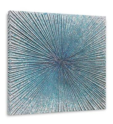 #ad Large Contemporary Abstract Bedroom Wall Art Hand Painted Modern 40x40IN Teal $187.24