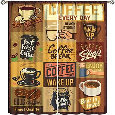 #ad Coffee Kitchen Curtainscoffee Theme Vintage Design Window Drapes 2 Panel Set For $39.93