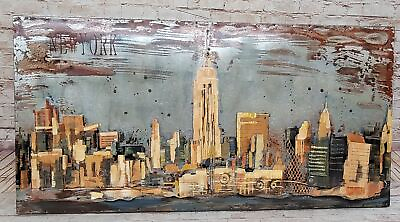 #ad Impressionist 3D Wall Art Painting of NYC Skyline on Metal Canvas $299.00