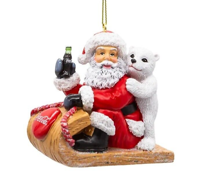 #ad #ad Kurt Adler Coca Cola Santa Claus Polar Bear Cub Sled Ornament Christmas Decor $12.95