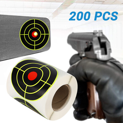 #ad 200 Pcs 1Roll Target Stickers Paper 3quot; Self Adhesive Reactive Targets Shooting $8.90