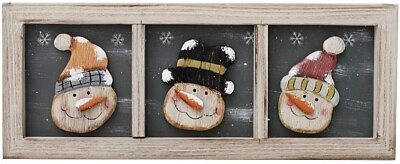 #ad Rustic Christmas Snowman Decoration Wall Art Wooden Snowman Sign Holiday... $23.99