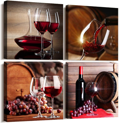 #ad Canvas Wall Art For Kitchen Dining Room Wall Decor Wine Glass Wall Pictures Life $48.95