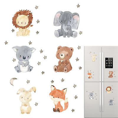 #ad 6pcs Animal Wall Decals Self Adhesive PVC Animal Wall Stickers for Kids Bedroom $7.63