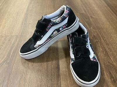 Black with Flowers VANS Off the Wall Girls Size 12 $9.60