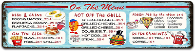 #ad Metal Sign on the Menu Rustic Decor Retro Sign Home Kitchen Bar Diner Restaurant $10.36