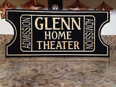 #ad Home Theater Sign Personalized Gift Movie Room Decor Basement Cinema Man Cave $76.00