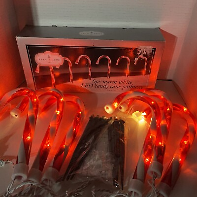 #ad Vintage Kmart Trim A Home XMAS DECOR 10 in. 6pc LED Candy Cane Pathway Lights $35.00