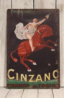 #ad Cinzano Sign Metal Poster Bar Pub Alcohol Cocktail Liquor Store Rustic Look XZ $11.97