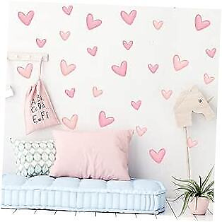 #ad 80pcs Pink Heart Shape Wall Stickers for Bedroom Living Room Girls Room $11.08