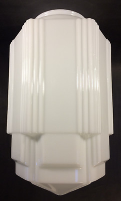 #ad 16 1 2quot; Tall White Opal Glass Art Deco SkyScraper Pendant Light Lamp Shade USA $318.08