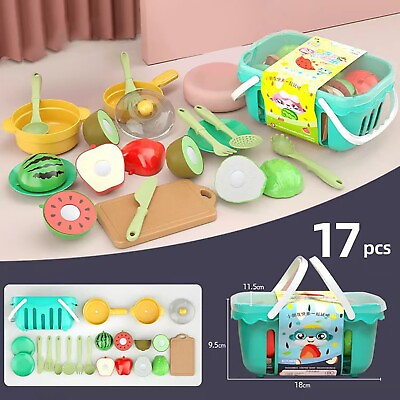 #ad Children Play House Simulation Fruits And Vegetables Cut Music Kitchen Meal $17.83