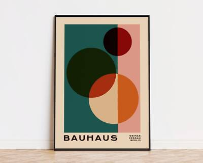 #ad Bauhaus Poster Abstract Wall Art Mid Century Modern Wall Art Decor Unfamed $23.99