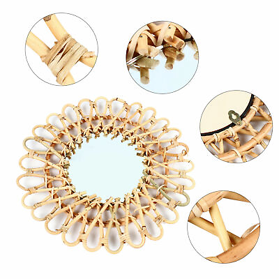 #ad Multifunctional Rattan Wall Mirror for Living Room and Bathroom Decoration $24.70